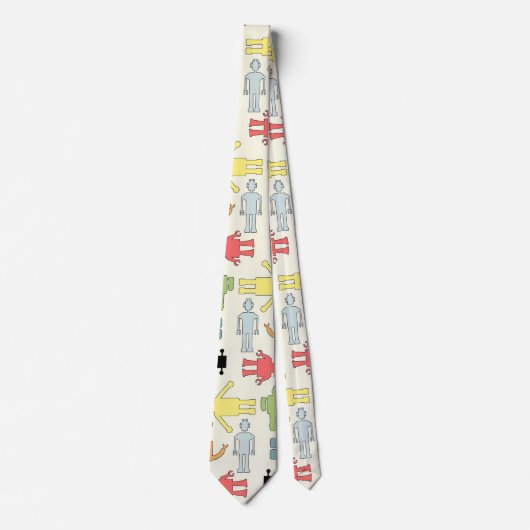 Trendy Funky Nerd Nerdy Geek Retro Robots Stropdas (Voorkant)