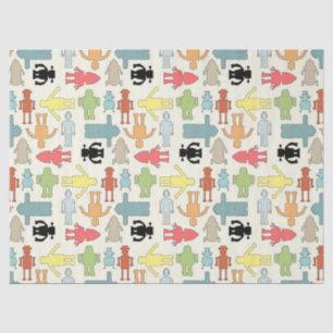Trendy Funky Nerd Nerdy Geek Retro Robots Tissuepapier