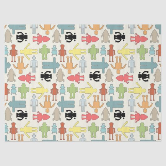 Trendy Funky Nerd Nerdy Geek Retro Robots Tissuepapier (Voorkant)