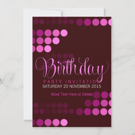 Trendy Funky Pink Party Birthday Invitation (5x7) Kaart (Voorkant)