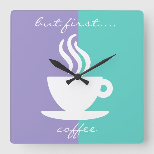 Trendy Funny Coffee Theme Kitchen Clocks Vierkante Klok (Voorkant)
