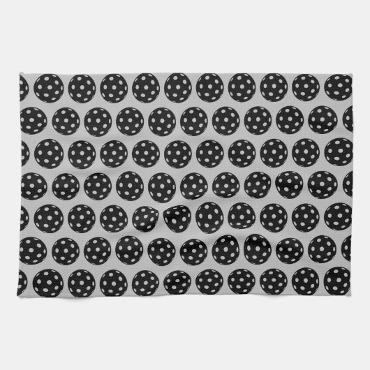 Trendy Funny Pickleball Zwart en Grijs Theedoek (Horizontaal)
