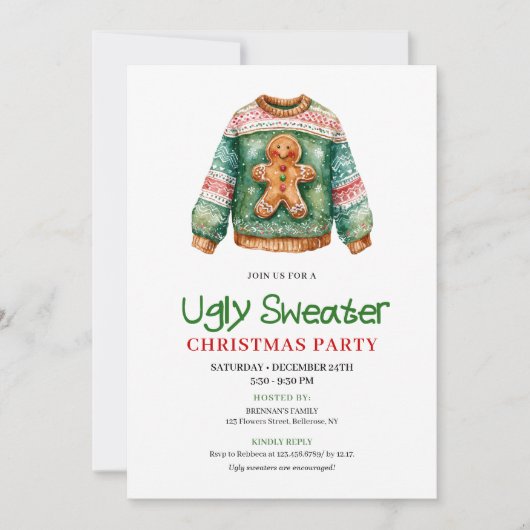 Trendy Funny Ugly Sweater Holiday Card Design Kaart (Voorkant)