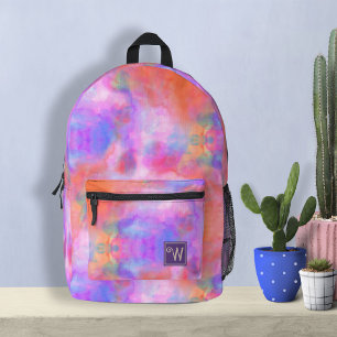 Trendy Galaxy Roze Sinaasappel Paarse Tie Dye Patt Bedrukte Rugzak