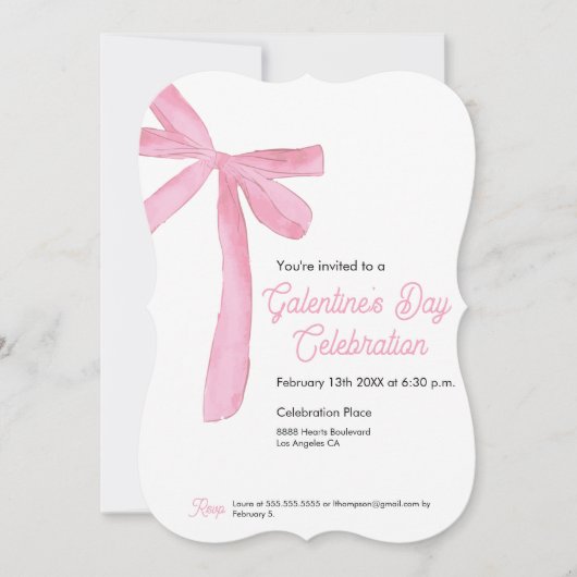 Trendy Galentine's Day Pink Ribbon Bow Kaart (Voorkant)