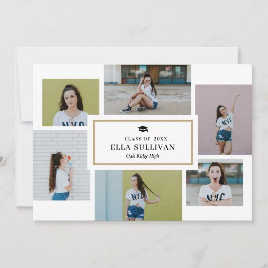 Trendy Gallery Editable Color Photo Afstuderen Kaart (Voorkant)