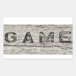 Trendy GAME Engraved Rustic Wood Rechthoekige Sticker