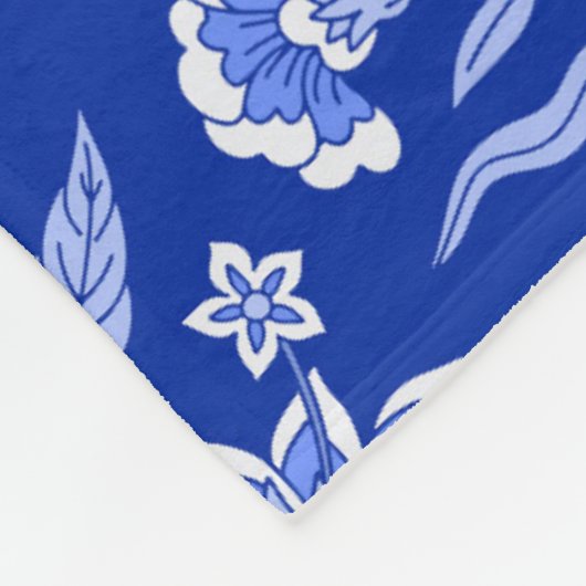 Trendy geïnspireerd blauw bloemmotief fleece deken (Hoek)