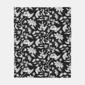 Trendy geïnspireerde zwarte bloemmotief fleece deken (Voorkant)