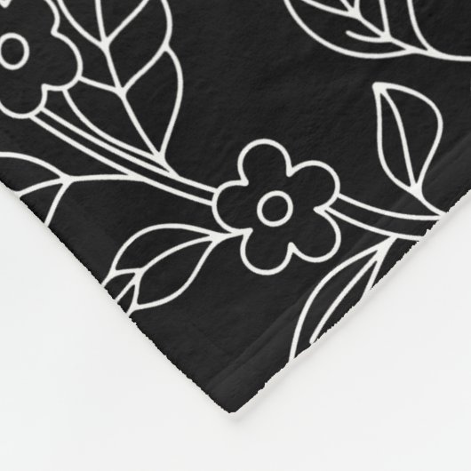 Trendy geïnspireerde zwarte bloemmotief fleece deken (Hoek)