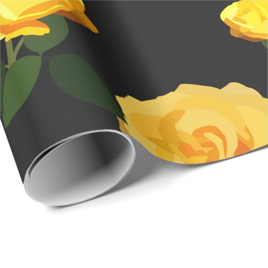 trendy gele bloem cadeaupapier (Rol Hoek)