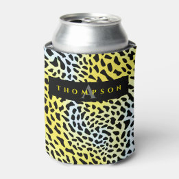 Trendy Gele Safari Jaguar Print Patroon Monogram Blikjeskoeler