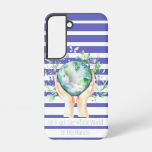 Trendy Geloof Blauw Witte Streep Aarde Handen Duif Samsung Galaxy Hoesje