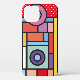 Trendy geometric elements memphis design. Retro iPhone 12 Hoesje