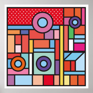 Trendy geometric elements memphis design. Retro Poster