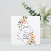 Trendy Geometric Floral Wedding Kaart (Staand voorkant)