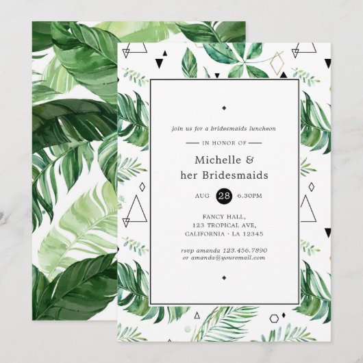 Trendy Geometric Forest Bridesmaids Luncheon Kaart (Voorkant / Achterkant)