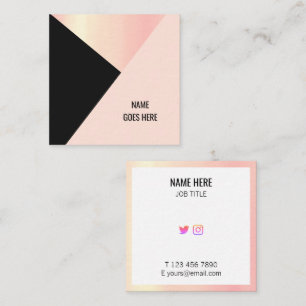 Trendy Geometric Gold Pink Square Visitekaartje