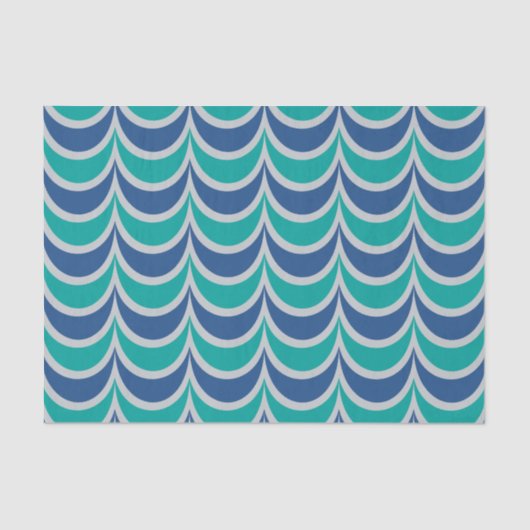 Trendy Geometric Pattern Blue Green Wavy Stripes Tissuepapier (Voorkant)