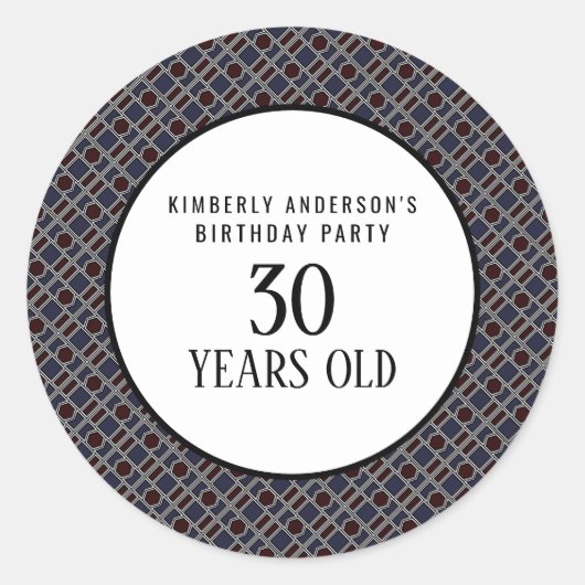 Trendy Geometric Pattern, Modern Birthday Party Ronde Sticker (Voorkant)