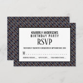 Trendy Geometric Pattern, Modern Birthday RSVP Kaart (Voorkant / Achterkant)