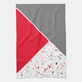 Trendy Geometric Red en Grey Terrazzo Theedoek (Verticaal)