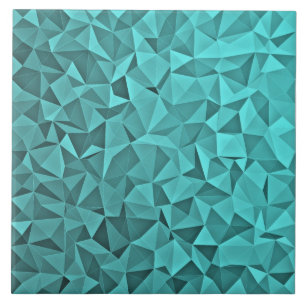 Trendy Geometric Triangle Mosaic Turquoise Tile Tegeltje