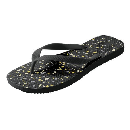 Trendy Geometric Yellow Grey Black Terrazzo Teenslippers (Schuin)