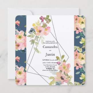 Trendy Geometrisch Bloem Bruiloft Kaart
