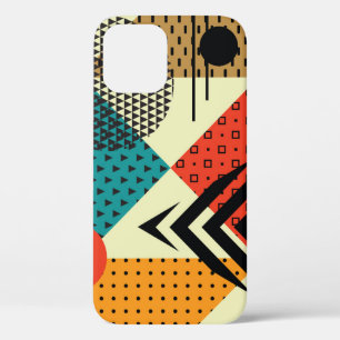 Trendy geometrische elementen, retro stijl. iPhone 12 hoesje