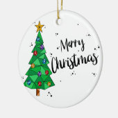 Trendy Geometrische Kleurrijke Boom Vrolijk Kerstf Keramisch Ornament (Links)