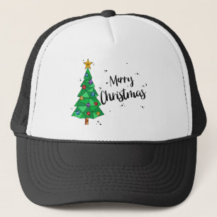 Trendy Geometrische Kleurrijke Boom Vrolijk Kerstf Trucker Pet