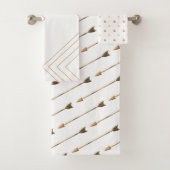 Trendy geometrische witte en gouden pijlen bad handdoek (Insitu)