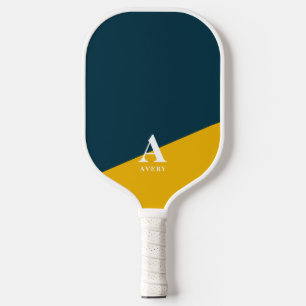 Trendy gepersonaliseerd jeugdig blauw geel ontwerp pickleball paddle