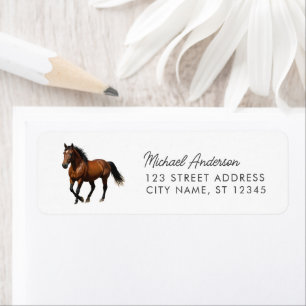 Trendy gepersonaliseerd paardenretouradres etiket