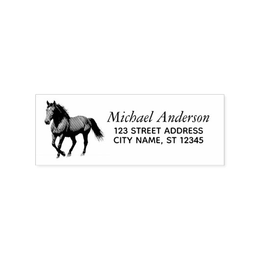 Trendy gepersonaliseerd paardenretouradres 	rubberstempel (Afrduk)