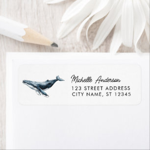 Trendy gepersonaliseerd retouradres voor walvissen etiket