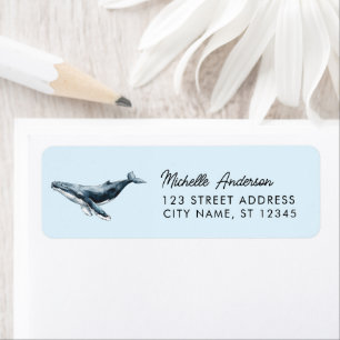 Trendy gepersonaliseerd retouradres voor walvissen etiket