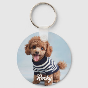 Trendy Gepersonaliseerde Foto van Huisdier en Teks Sleutelhanger