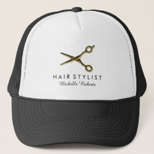 Trendy gepersonaliseerde gouden schaar kapsalon trucker pet