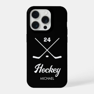 Trendy Gepersonaliseerde Hockey Speler Naam Nummer iPhone 15 Pro Hoesje