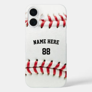 Trendy Gepersonaliseerde Honkbal Naam en Nummer iPhone 16 Hoesje