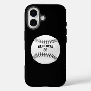 Trendy Gepersonaliseerde Honkbal Naam en Nummer iPhone 16 Hoesje