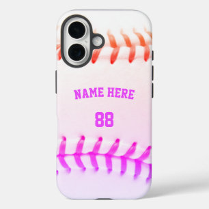 Trendy gepersonaliseerde honkbal naam en nummer gi iPhone 16 hoesje