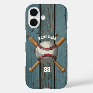Trendy gepersonaliseerde honkbal naam en nummer ho iPhone 16 hoesje