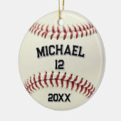 Trendy Gepersonaliseerde Honkbal Naam en Nummer Keramisch Ornament (Links)