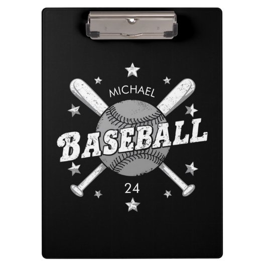 Trendy Gepersonaliseerde Honkbal Naam en Nummer Klembord (Voorkant)