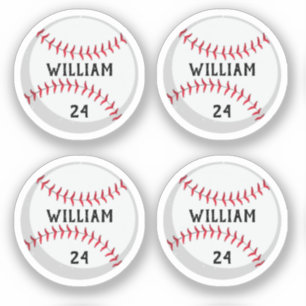 Trendy Gepersonaliseerde Honkbal Naam en Nummer Sticker