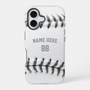 Trendy gepersonaliseerde honkbalnaam en -nummer iPhone 16 hoesje