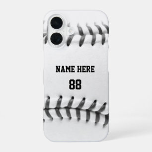 Trendy gepersonaliseerde honkbalnaam en -nummer iPhone 16 hoesje